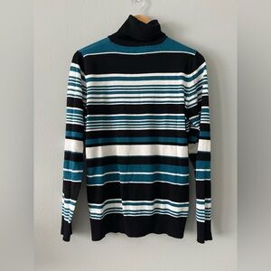 Lightweight striped turtleneck sweater